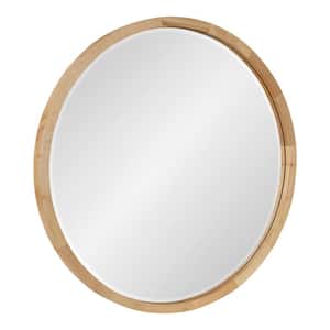 McLean 24 in. x 24 in. Classic Round Framed Natural Wall Mirror