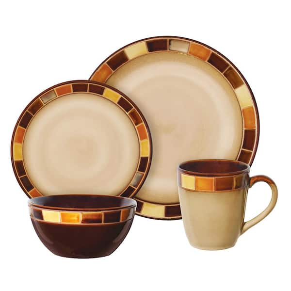 Gibson Home Gracious Dining 16-Piece Double Bowl Porcelain Dinnerware