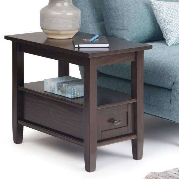 Simpli Home Warm Shaker End Table in Tobacco Brown 