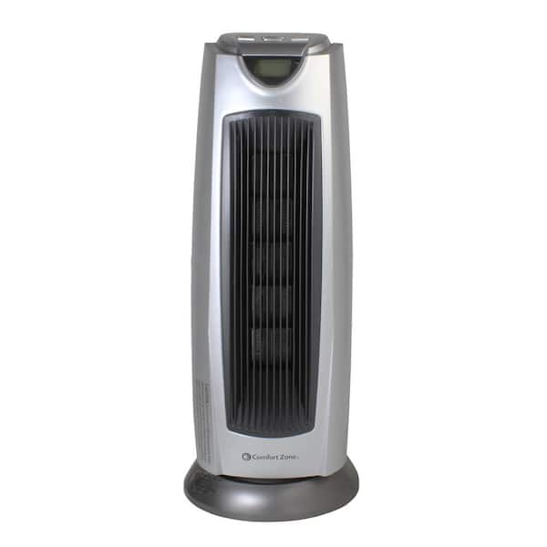 Comfort Zone 1500-Watt Digital Ceramic Oscillating Electric Tower Heater with Fan and Remote