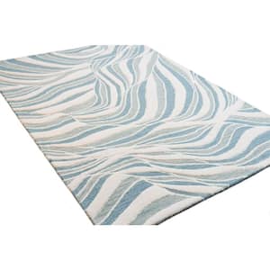 Verona Ivory/Teal 4 ft. x 6 ft. (3 ft. 6 in. x 5 ft. 6 in.) Geometric Transitional Accent Rug