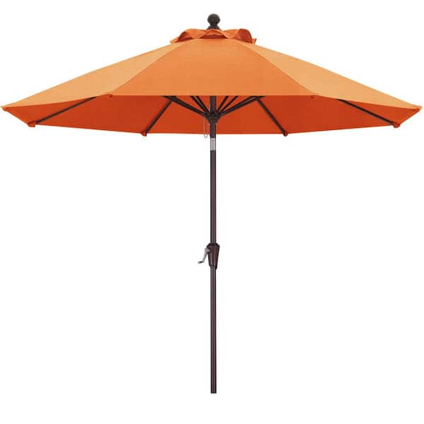 9 ft. Steel Market Push Tilt Outdoor Patio Umbrella, with 5-Year-Non-Fading Olefin Fabric in Orange