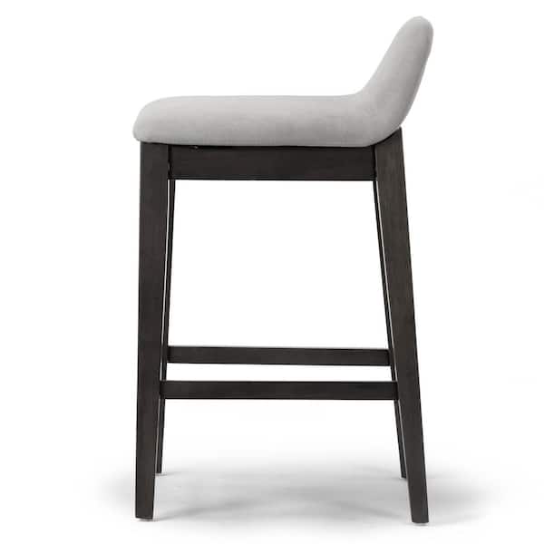 Atia 25 in. Black Rubberwood Bar Stool with Low Back Seat Height (Set of 2)