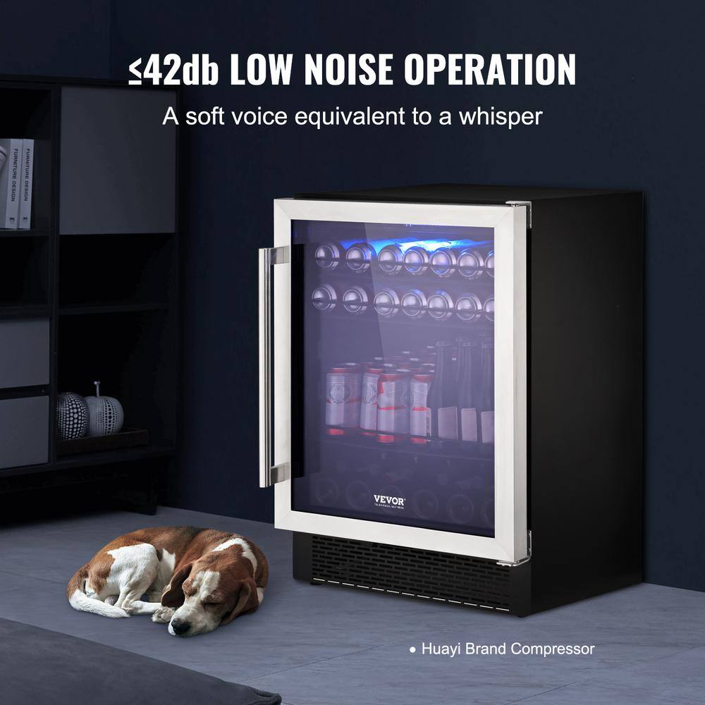 Black Stainless Steel Freestanding Beverage Refrigerator with Interior Lighting