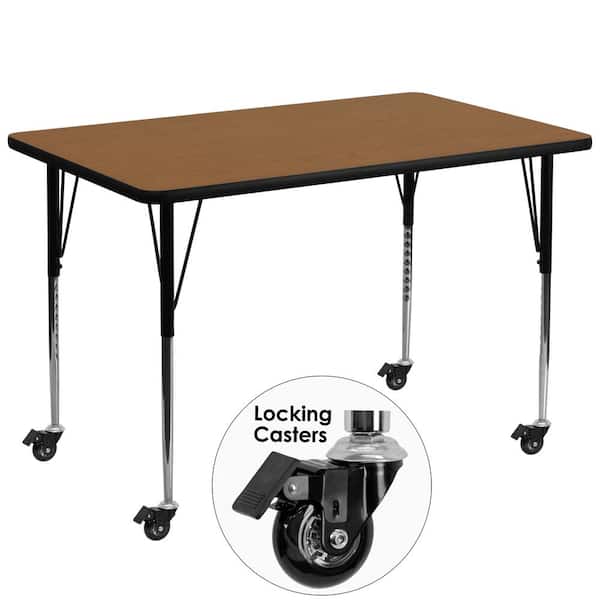 Carnegy Avenue 30.37 in. Oak Rectangular Activity Tables with Casters