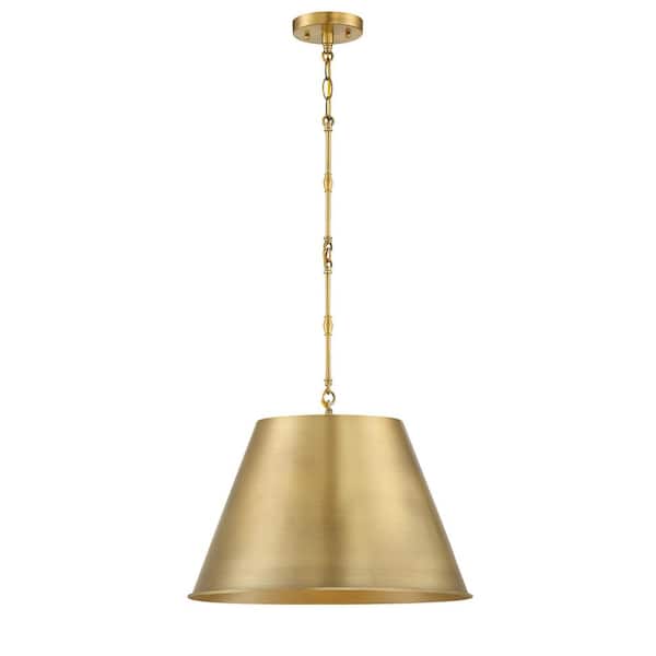 Savoy House Alden 18.25 in. W x 12.5 in. H 1-Light in Warm Brass Shaded Pendant Light with Opaque Metal Shade