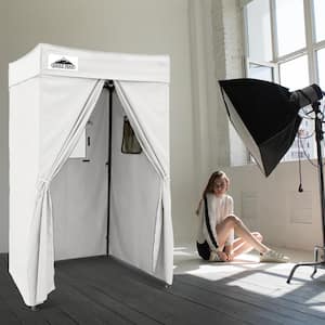 Flat Top 4 ft. x 4 ft. Outdoor Pop Up Shower Privacy Tent Dressing Changing Room, White