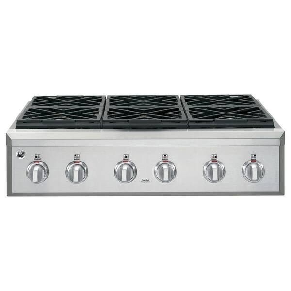 GE 36 in. Gas Cooktop in Stainless Steel with 6 Sealed Burners