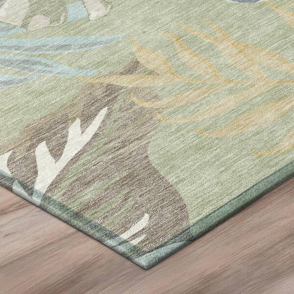 Chantille Machine Washable Indoor/Outdoor Abstract ACN3090 Celery 10 ft. x 14 ft. Area Rug