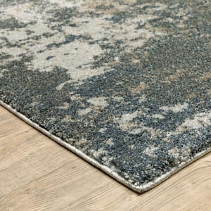 Teal Grey Tan and Beige 3 ft. x 5 ft. Abstract Power Loom Stain Resistant Area Rug