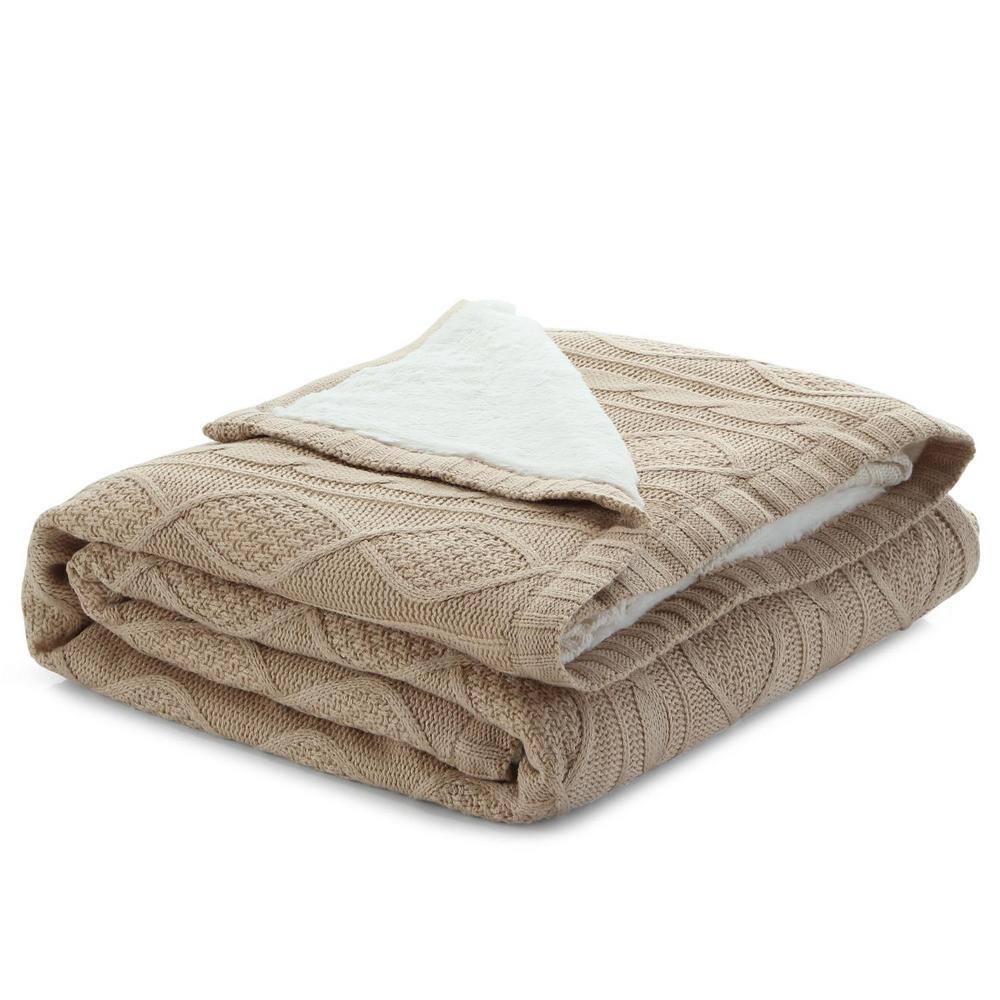 HomeRoots Charlie Taupe Solid Color Acrylic Throw Blanket 2000531265