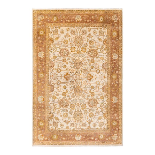 Solo Rugs Ivory 6 ft. 1 in. x 9 ft. 1 in. Mogul One-of-a-Kind Hand-Knotted Area Rug
