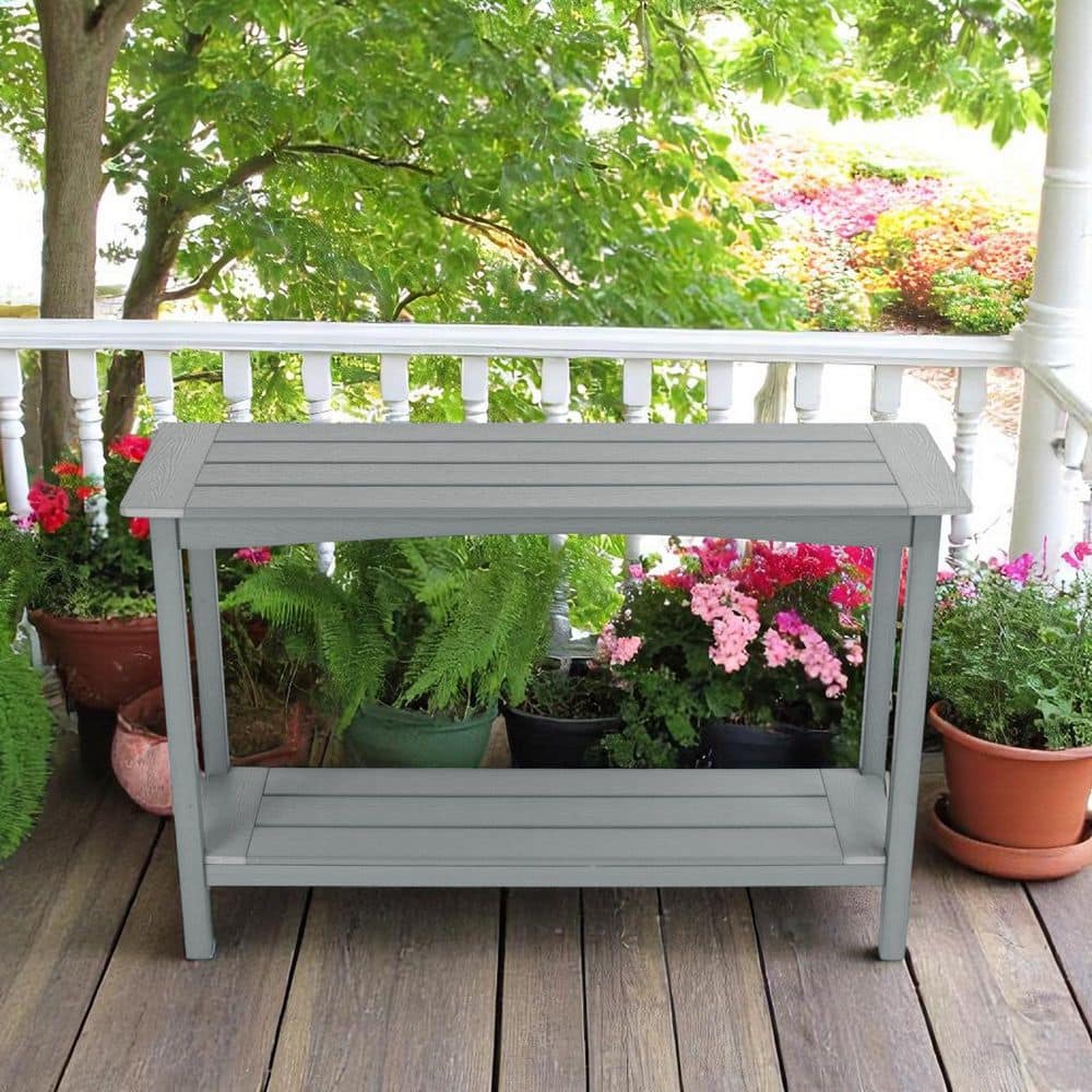 Adirondack Gray Rectangle HDPE 31 in. H Outdoor Side Table Consle Table price history on PriceWatchPro