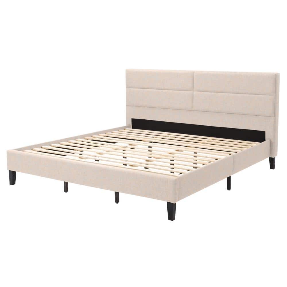 CorLiving Bellevue Cream King Upholstered Panel Bed Frame BRH-203-K ...