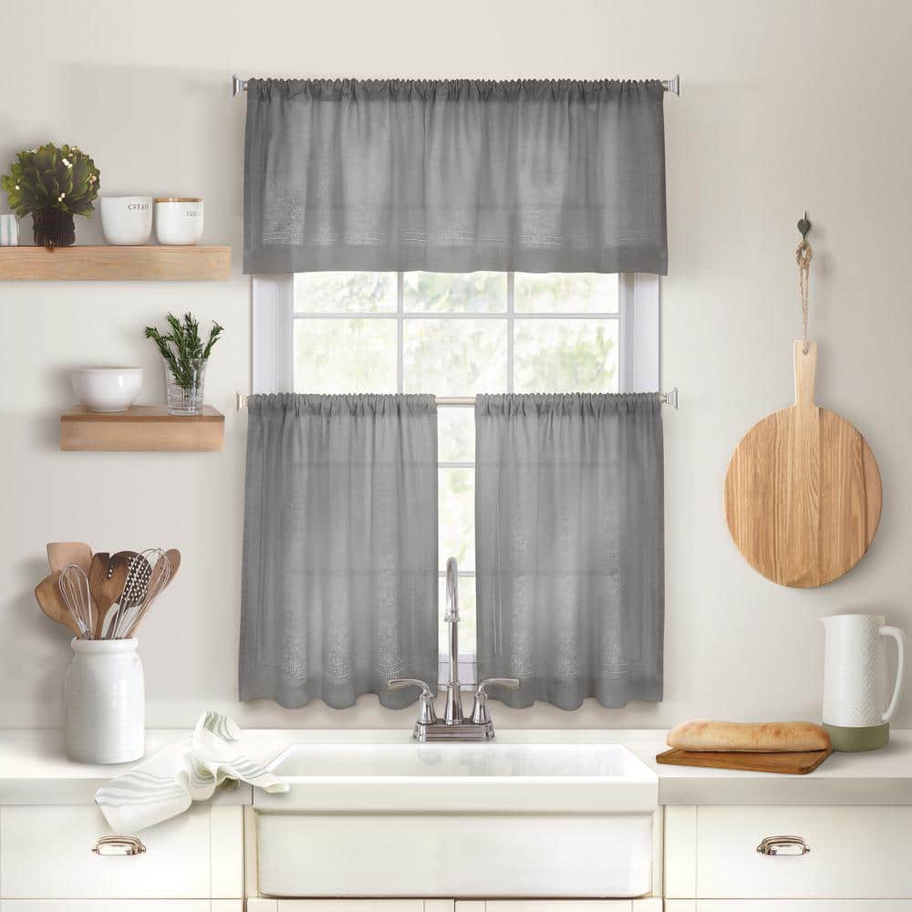 Gray Rod Pocket Room Darkening Curtain - 30 in. W x 24 in. L (Set of 2)
