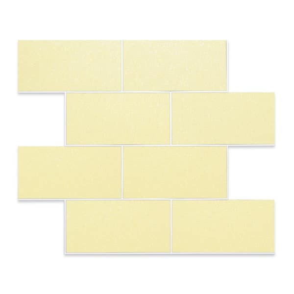 Yipscazo 12 in. x 12 in. PVC Shiny Yellow Peel and Stick Backsplash Subway Tiles for Kitchen (10-Sheets/10 sq. ft.)