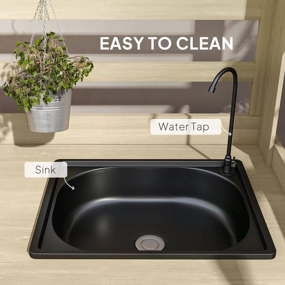 Natural Wooden Potting Bench with Storage and Sink