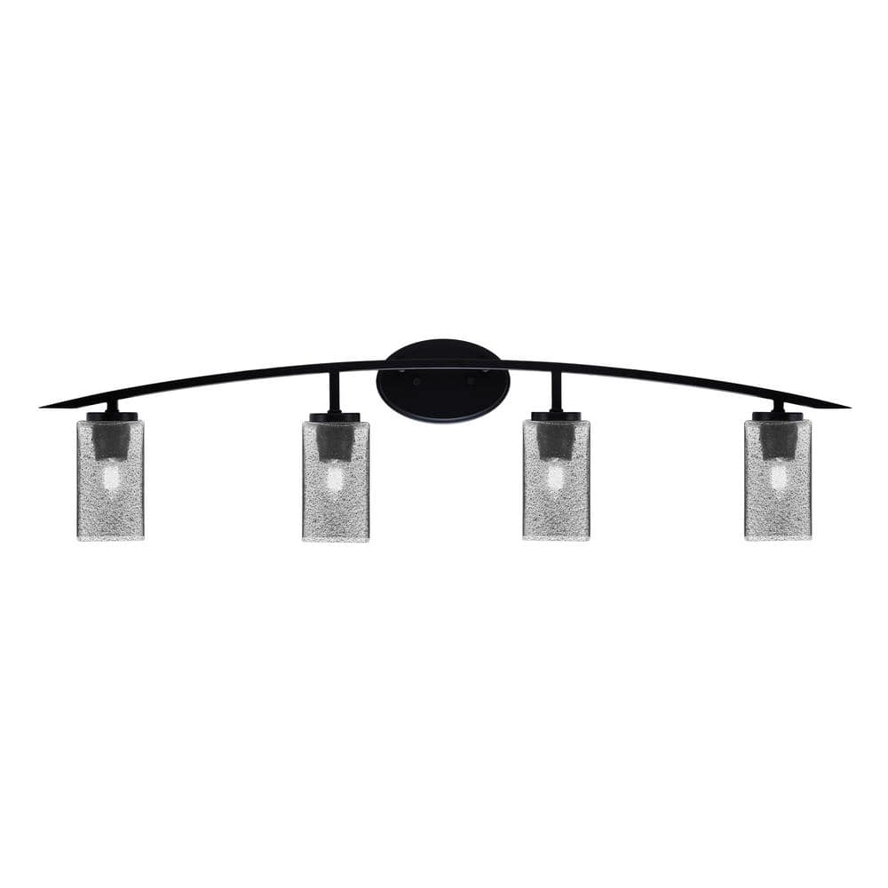 Siena 40 in. 4-Light Matte Black Vanity-Light with 3.5 in. Square Smoke Bub