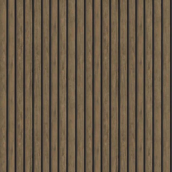 Faux Wood Slat Dark Oak Non-Pasted Wallpaper (Covers 56 sq. ft.)