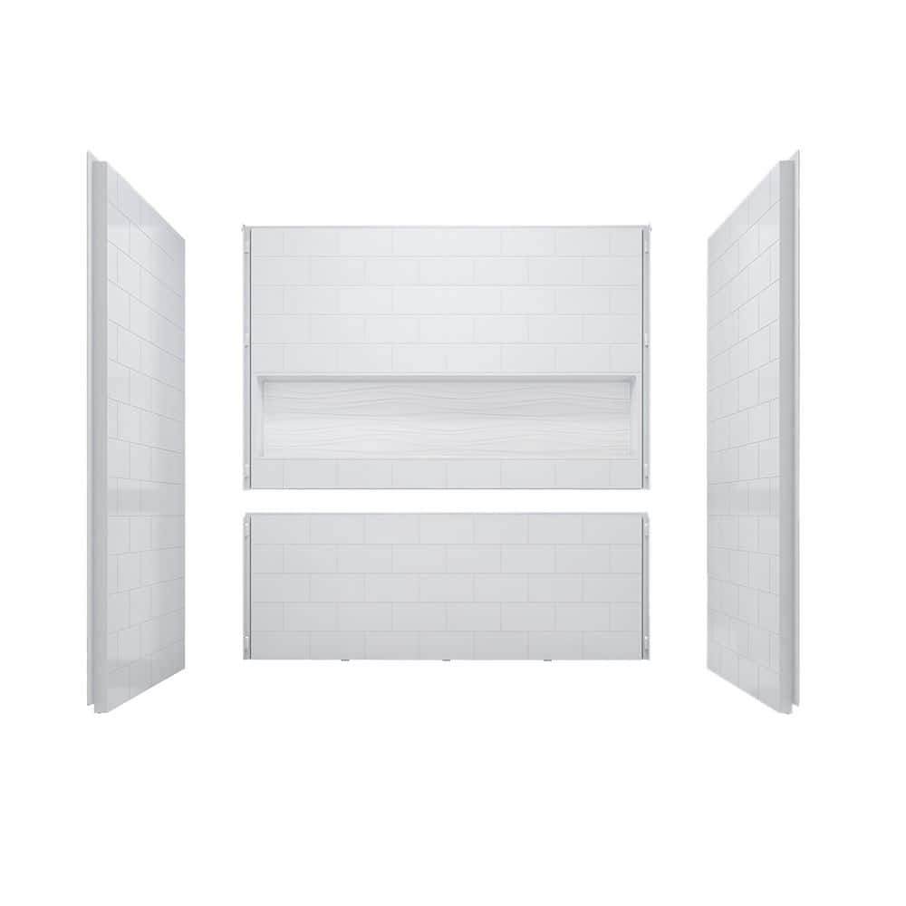 White Acrylic 60" x 32" 4-Piece Alcove Tub Surround