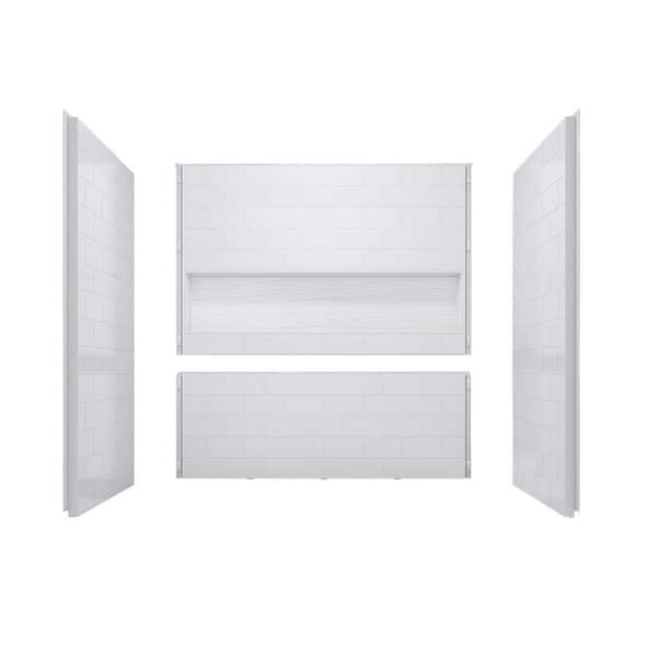 60 in. H x 32 in. W 4-Piece Direct-to-Stud Acrylic Alcove Tub Surround in White
