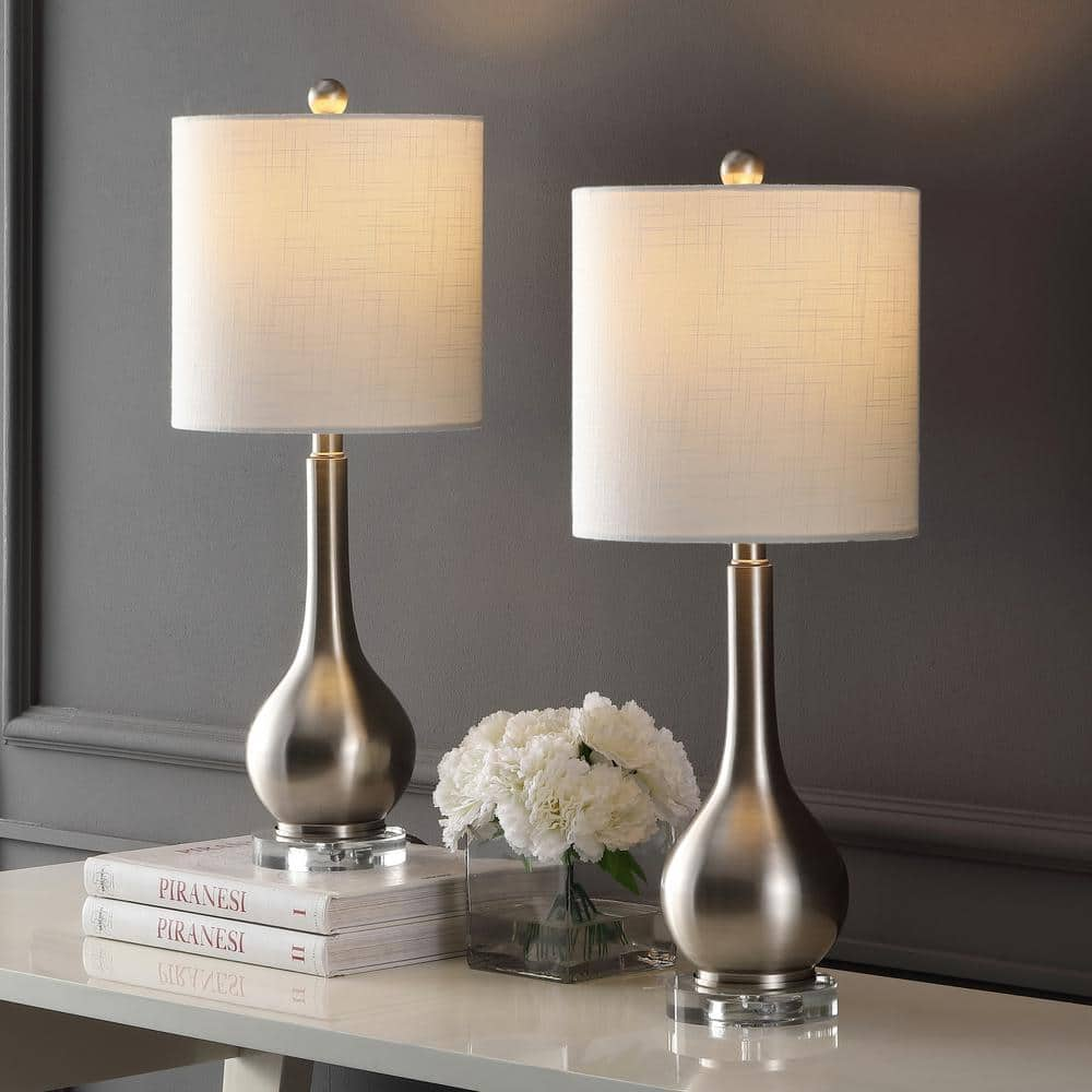 JONATHAN Y Dylan 25 in. Metal/Crystal Teardrop LED Table Lamp Set with ...