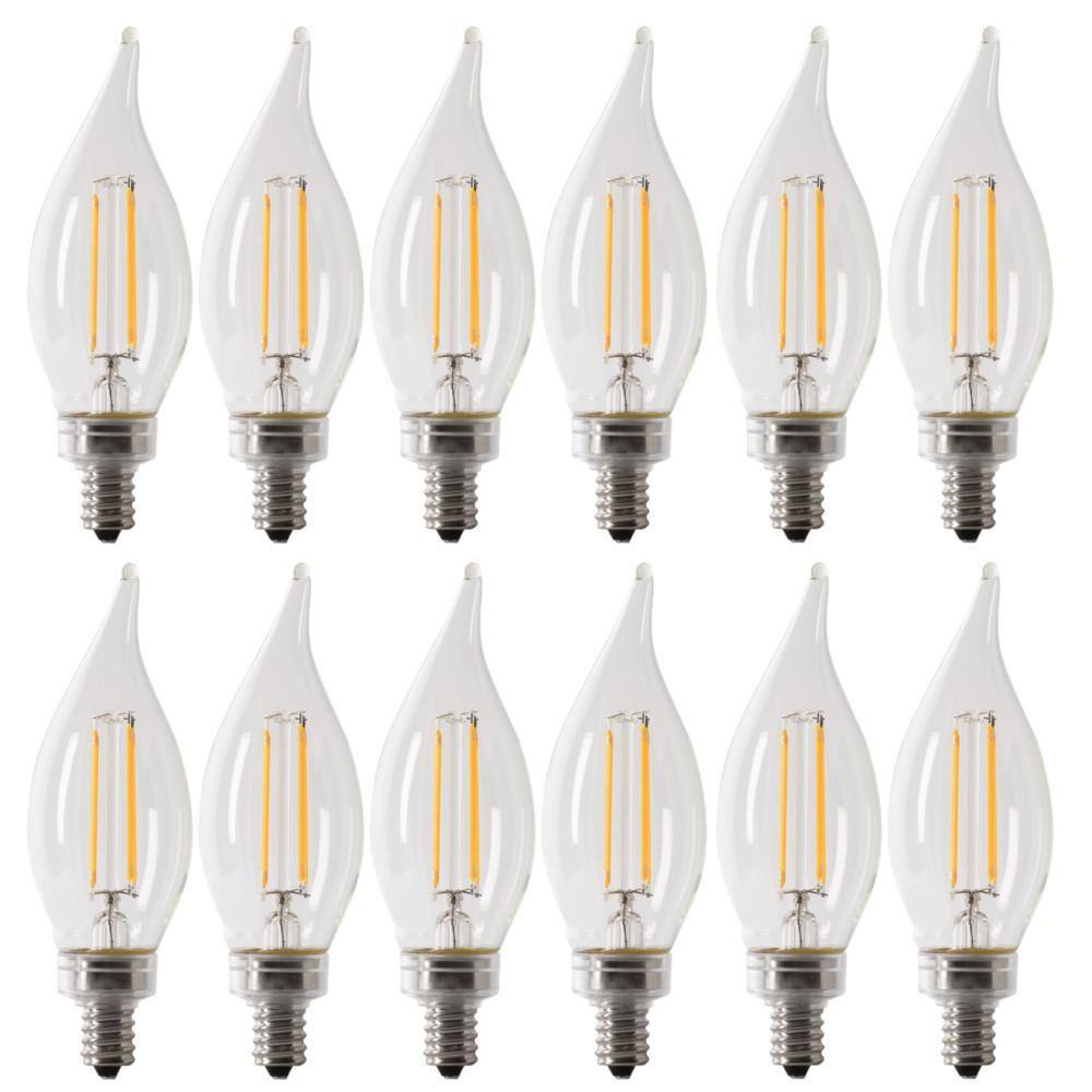 40-Watt Equivalent BA10 E12 Candelabra Dimmable Filament CEC Clear Glass Chandelier LED Light Bulb, Daylight (12-Pack) price history on PriceWatchPro