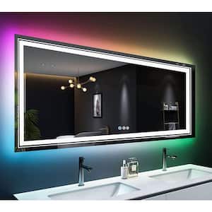 Artistic 72 in. W x 32 in. H Large Rectangular Frameless Anti-Fog Wall Mount Bathroom Vanity Mirror in Silver