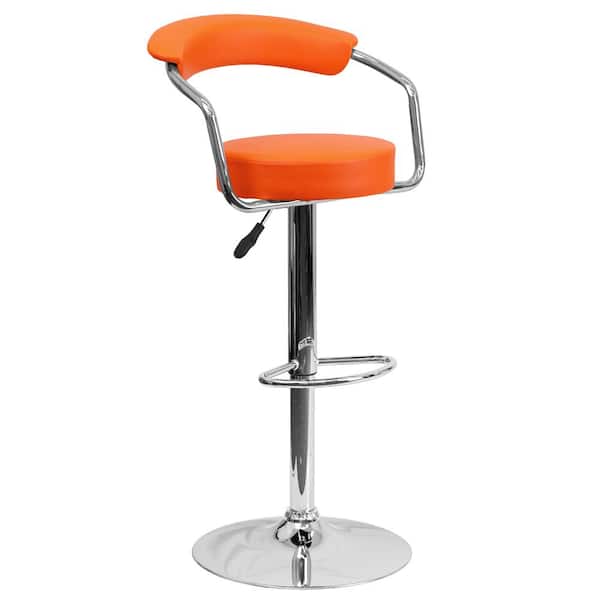 Flash Furniture 33.25 in. Adjustable Height Orange Cushioned Bar Stool