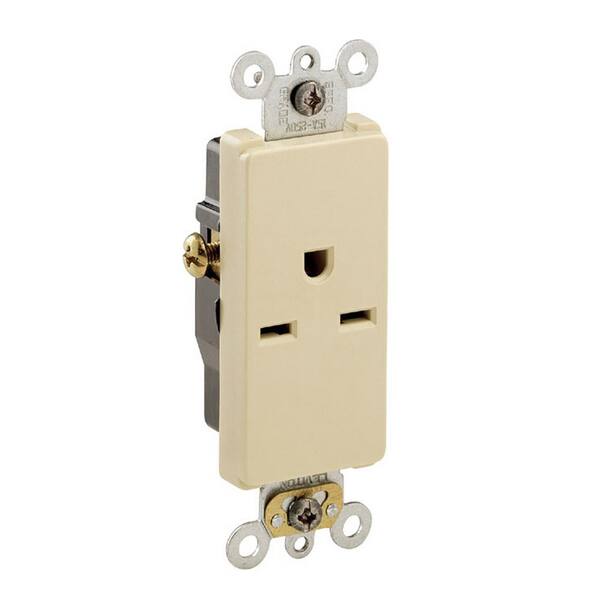 Leviton 15 Amp Decora Plus Commercial Grade Self Grounding Single Receptacle, Ivory