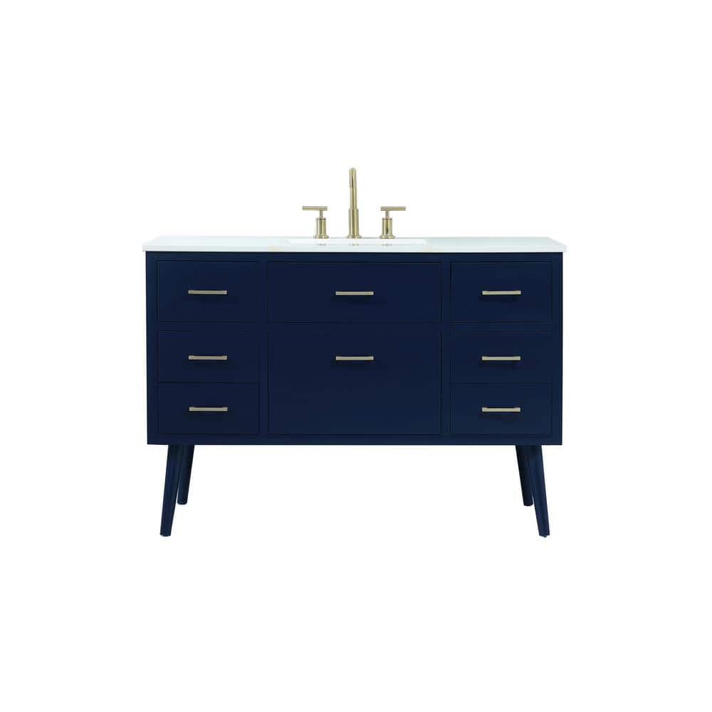 Simply Living 48 in. W x 22 in. D x 33.5 in. H Bath Vanity in Blue with Ivo