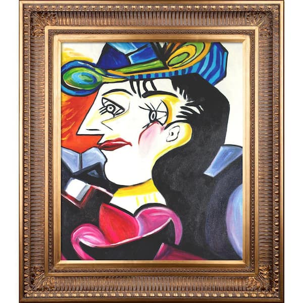 LA PASTICHE "Picasso by Nora, Man With Blue Hat with Regal Gold Frame" by Nora Shepley Canvas Print