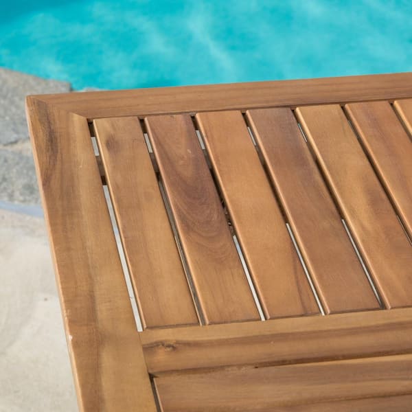 Hermosa Teak Brown Finish 5-Piece Wood Square  Outdoor Patio  Dining Set with Cream Cushions