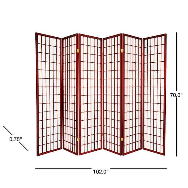 6 ft. Rosewood 6-Panel Room Divider