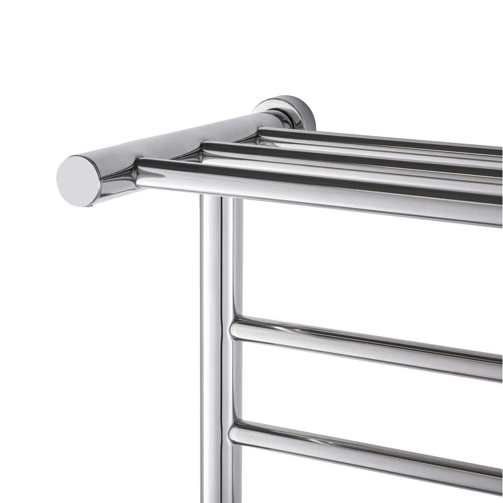 Summit Polished Stainless Steel Wall-Mounted Towel Warmer with Heated Shelf