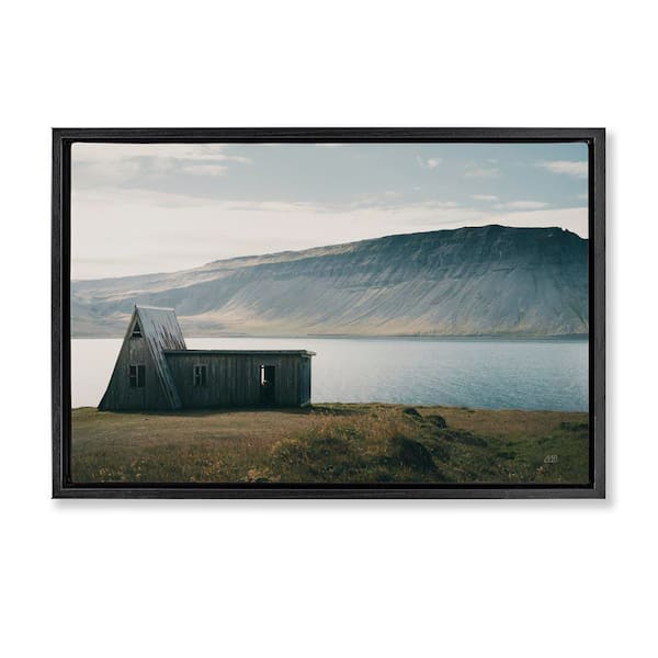 Stupell Industries Icelandic Mountain Shore by Max Blakesberg Studios Black Floater Frame Nature Graphic Art Print 17 in. x 25 in.