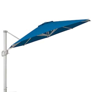 12 ft. Aluminum Patio Umbrella Outdoor Cantilever Offset Umbrella, 360 Rotation in Royal Blue