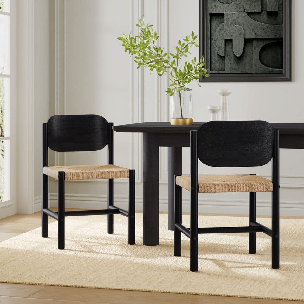 Paper Rope Chair CHRISTOPHER KNIGHT HOME Tess Boho Black Plus Beige Paper Rope Weave ...