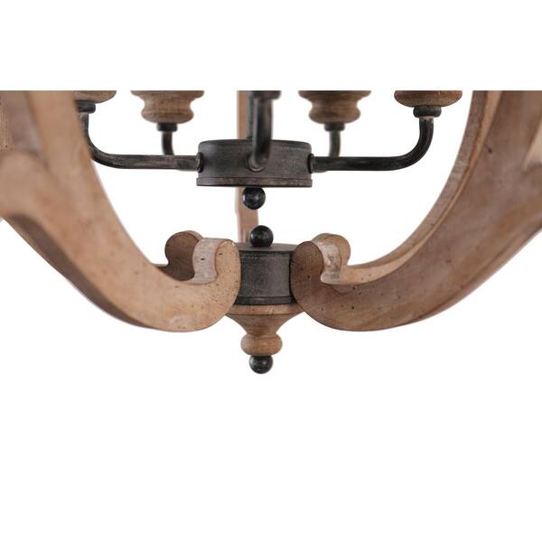Light Vintage Weathered Wood Chandelier, Weathered Wood And Iron Chandelier