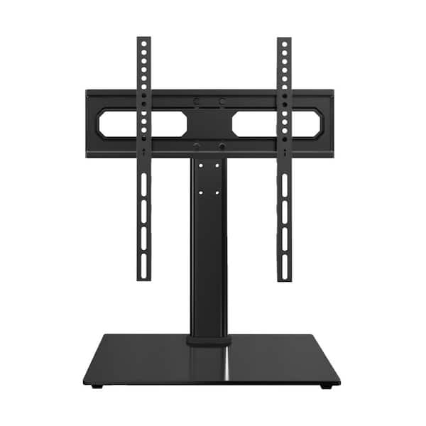 Angel Sar Universal TV Mount Stand Fits TVs up to 26 to 55 in., Adjustable Swivel Table Top TV Stand with Tempered Glass Base