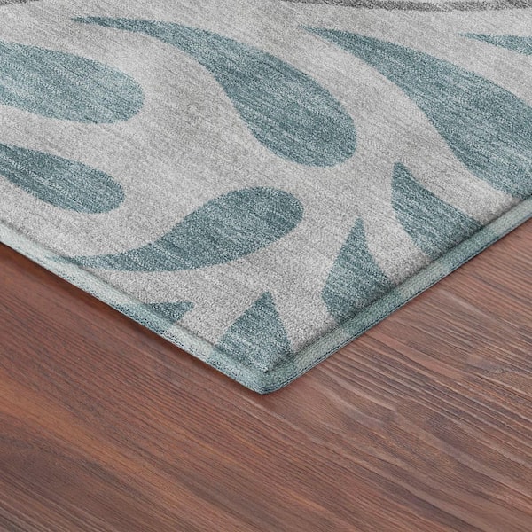 Mayfield Premium Machine Washable Abstract AMF2411 Silver 2 ft. x 3 ft. Accent Rug