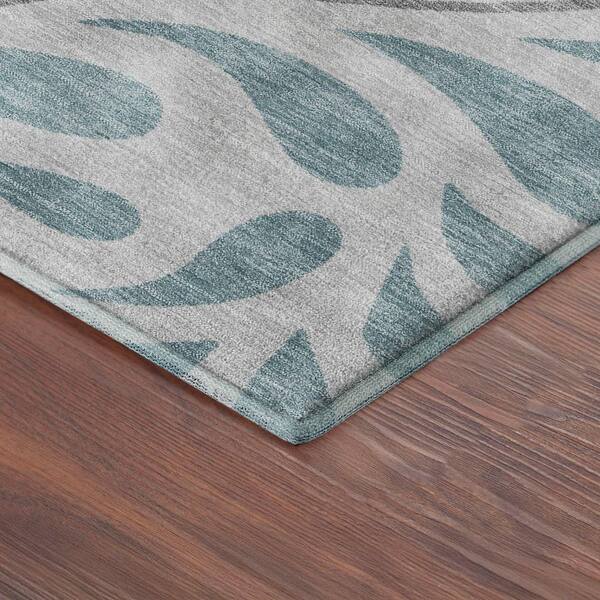 Mayfield Premium Machine Washable Abstract AMF2411 Silver 8 ft. x 10 ft. Area Rug