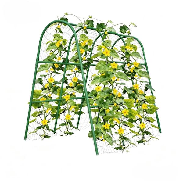 4 ft x 5.3 ft Green Metal Garden Arch Trellis for Raised Beds, U-Shape Plant Support for Climbing Plants