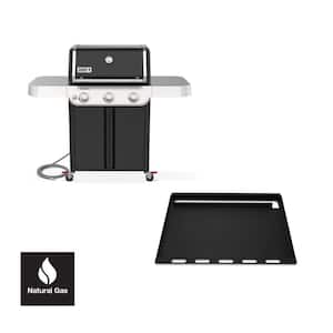 Genesis E-315 3-Burner Natural Gas Grill in Black with Full Size Griddle Insert