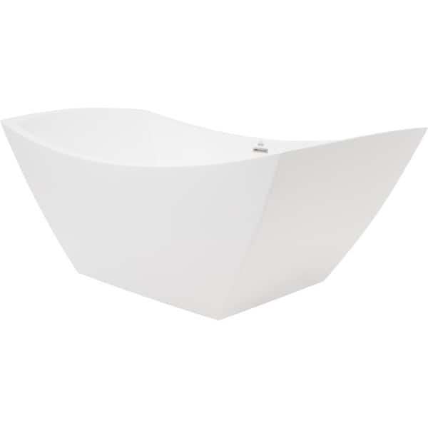Denali 68 in. Flatbottom Non-Whirlpool Freestanding Bathtub in White