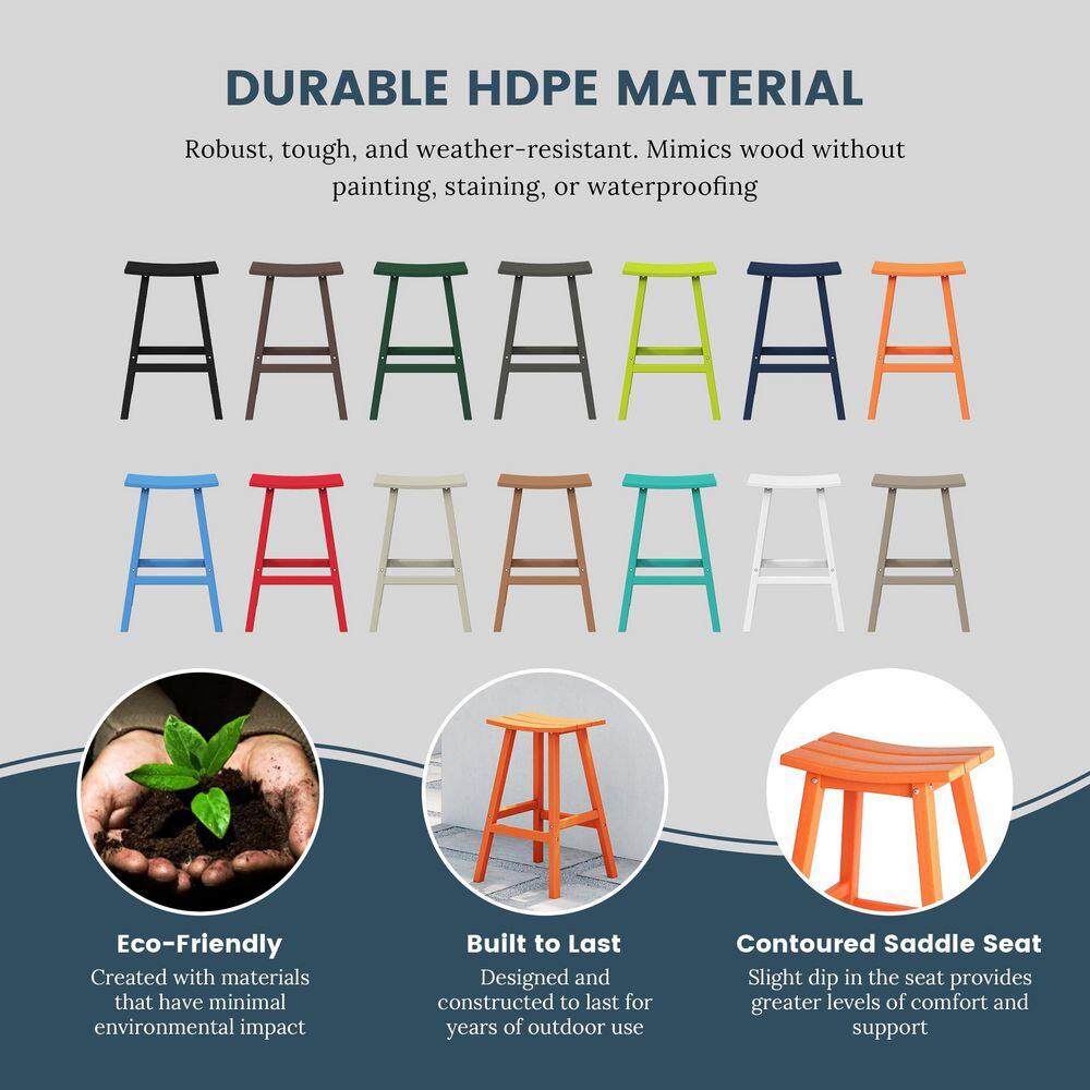 Laguna All-Weather HDPE Poly 29" Orange Outdoor Patio Bar Stool