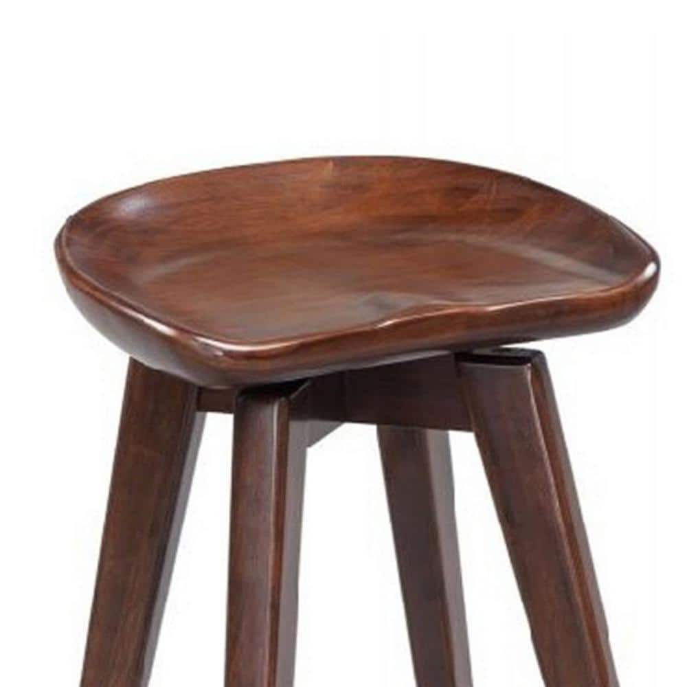 Natural Brown Wooden Swivel Saddle Barstool