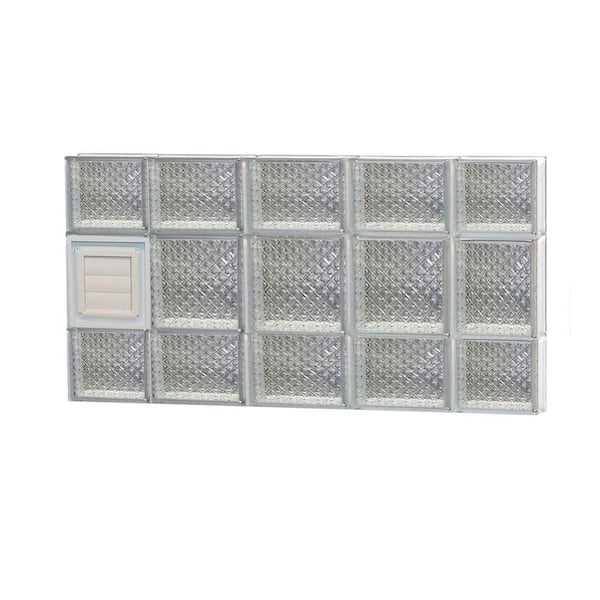 Clearly Secure 34.75 in. x 19.25 in. x 3.125 in. Frameless Diamond Pattern Glass Block Window with Dryer Vent