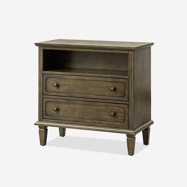 JAYDEN CREATION Juiien Traditional Farmhouse Solid Wood 2 Drawers