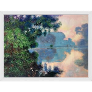Morning on the Seine near Giverny by Claude Monet Galerie White Framed Nature Oil Painting Art Print 34 in. x 44 in.